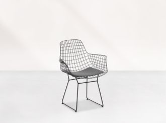 Mila tuinstoel zwart incl kussen Mistgrijs