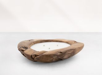 Teak schaal met kaars