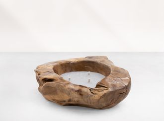 Teak schaal met kaars