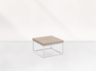 Gili bijzettafel wit 59x59x30 Grijs teak 6cm