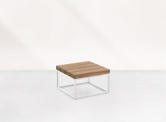 Gili bijzettafel wit 59x59x30 Robuust teak 6cm